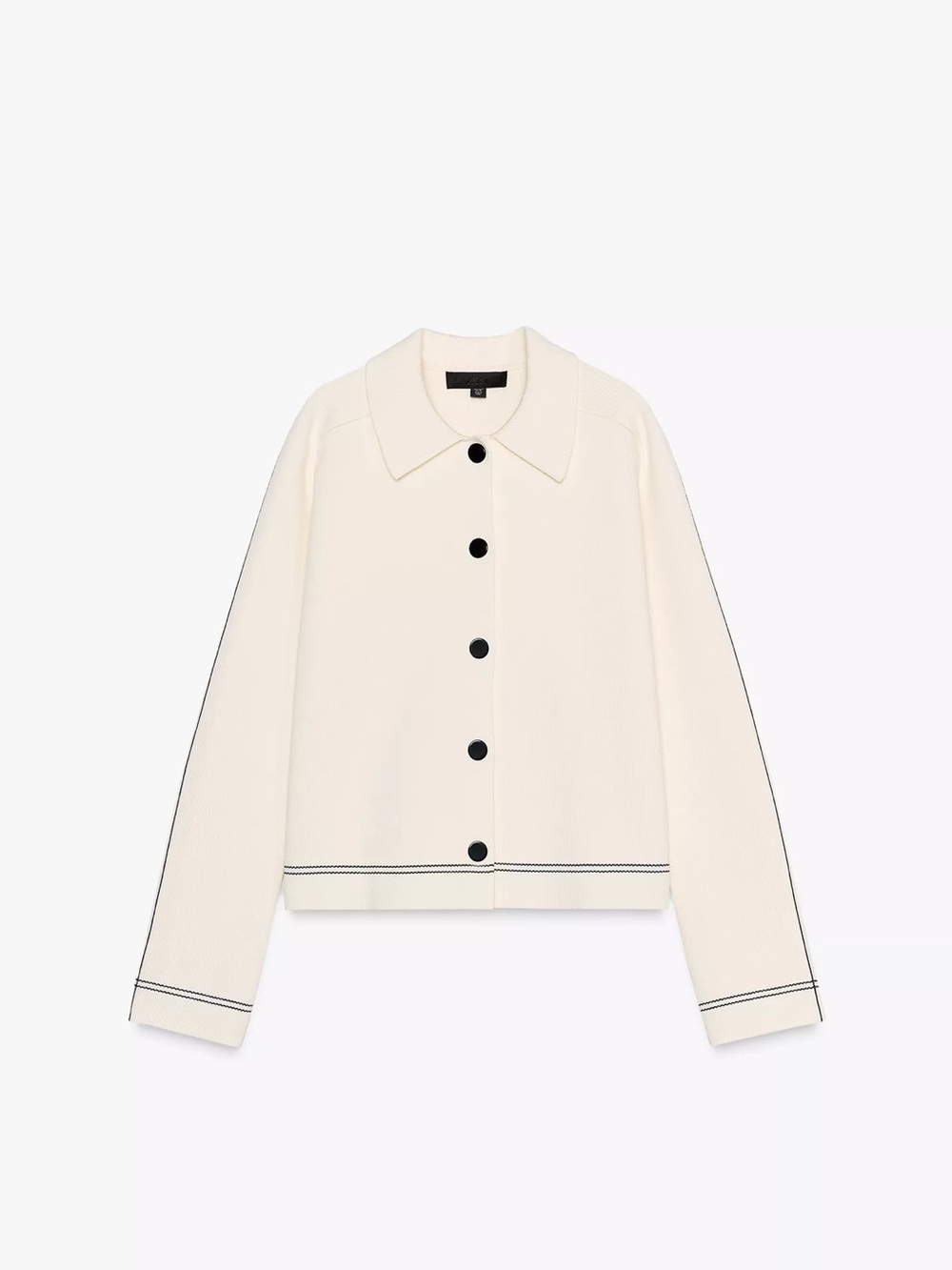 Zara Cream Button-Front Jacket with Black Trim and skirt